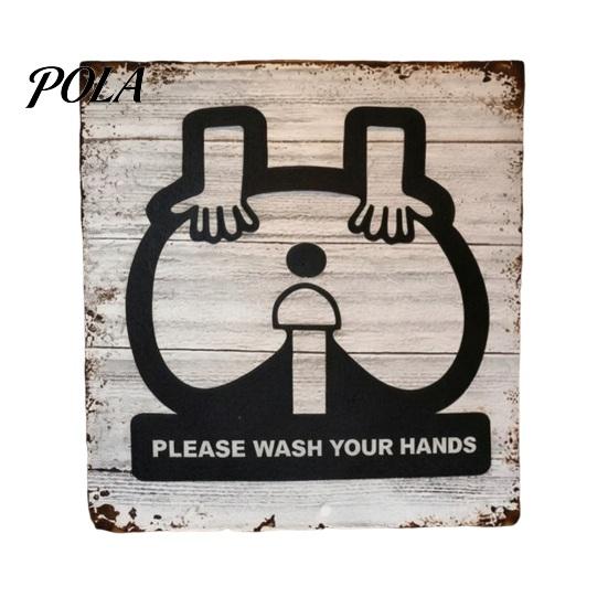 Distressed Metal Sign Please Wash Your Hands Sign, Waterproof Rust-Proof Retro Bathroom Reminder Wall Decor, Art Ornaments for Home And Restaurant