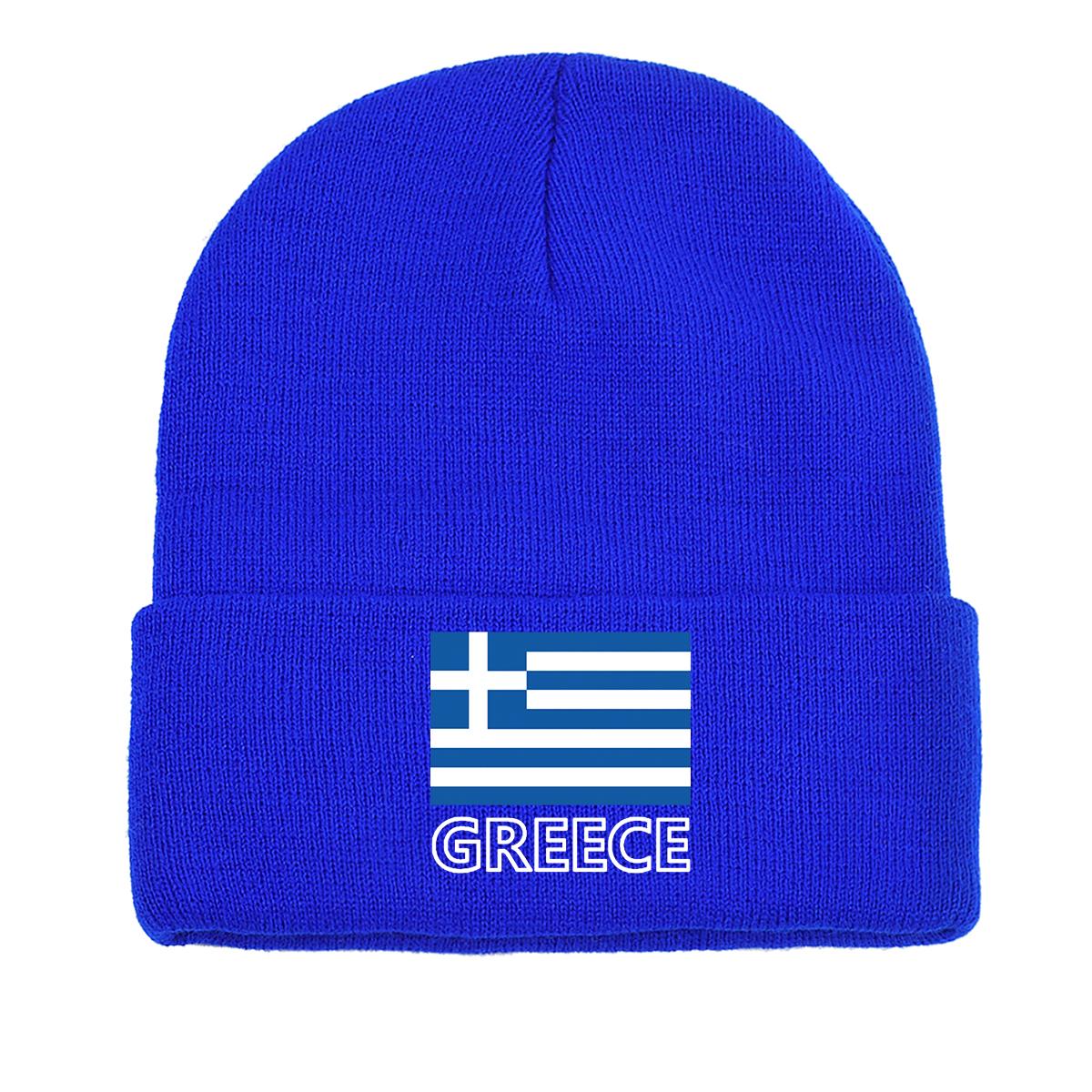 

Flag of Greece Print Knitted Hat Beanie, Patriotic Skull Cap Candy Color Windproof Simple Bonnet Knit Cap Beanie as the picture синій