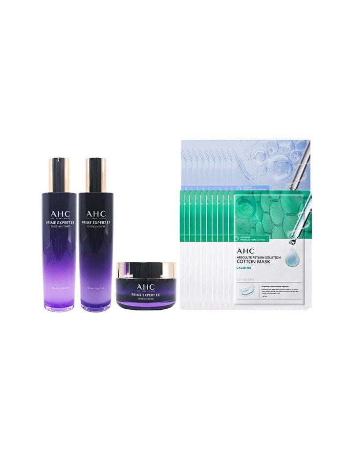 AHC Prime Expert NEW EX Basic Set Skin + Lotion + Cream + Mask Pack 20 Sheets Prime Expert  EX Basic 3+Calming 10+Moisture10