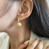 Real gold electroplated A-grade zircon natural pearl stud earrings high-end light luxury champagne color popular fashion commuter ear buckles