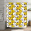 Modern Happy Face Shower Curtain Waterproof Fabric Bathroom Decor Yellow White Smiley Print Pattern Bath Mat Set for Kids Home D
