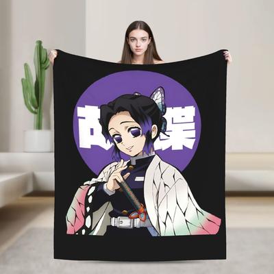 Kimetsu No Yaiba Deckenbezug Shinobu Kocho Fleece-Kuscheldecke Sommer Klimaanlagen-Dekoration Ultra-Weich Warmes Tagesbett