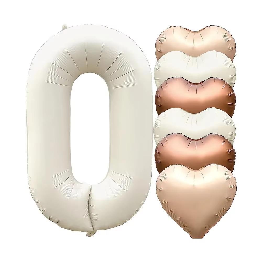 7pcs 32inch Number Balloons Set Helium Balloon with Big Heart Balloons for Girl and Boy 9th Year Old Birthday Party Decorations