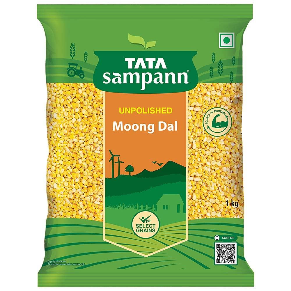 

Tata Sampann Unpolished Moong Dal Split 1 kg Pack For Soups Salads And Healthy Recipes