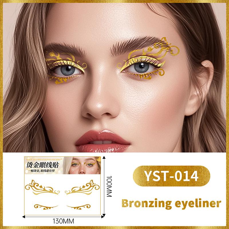Glitzer Aufkleber Gesicht Eyeliner Tattoo Flash Gold Temporäre Tattoos Wasserdichte Make-up Abziehbilder Für Mädchen Party Musikfestival