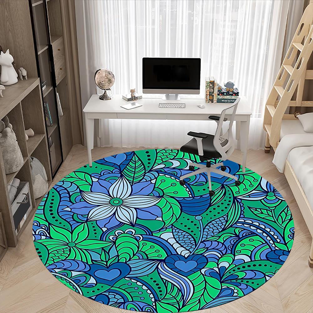 1PC Floral Mandala Pattern Chair Carpet for Office, Indoor Non-Slip Washable Carpet, Soft Comfortable Mat For Office Room Yy250930288
