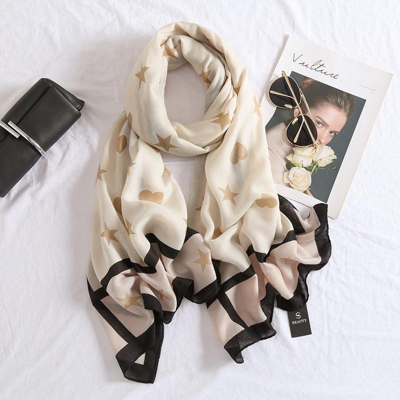 Cotton and Linen Scarf for Women In Autumn and Winter New Versatile Warm and Fashionable Letter Scarf Decorative Shawl