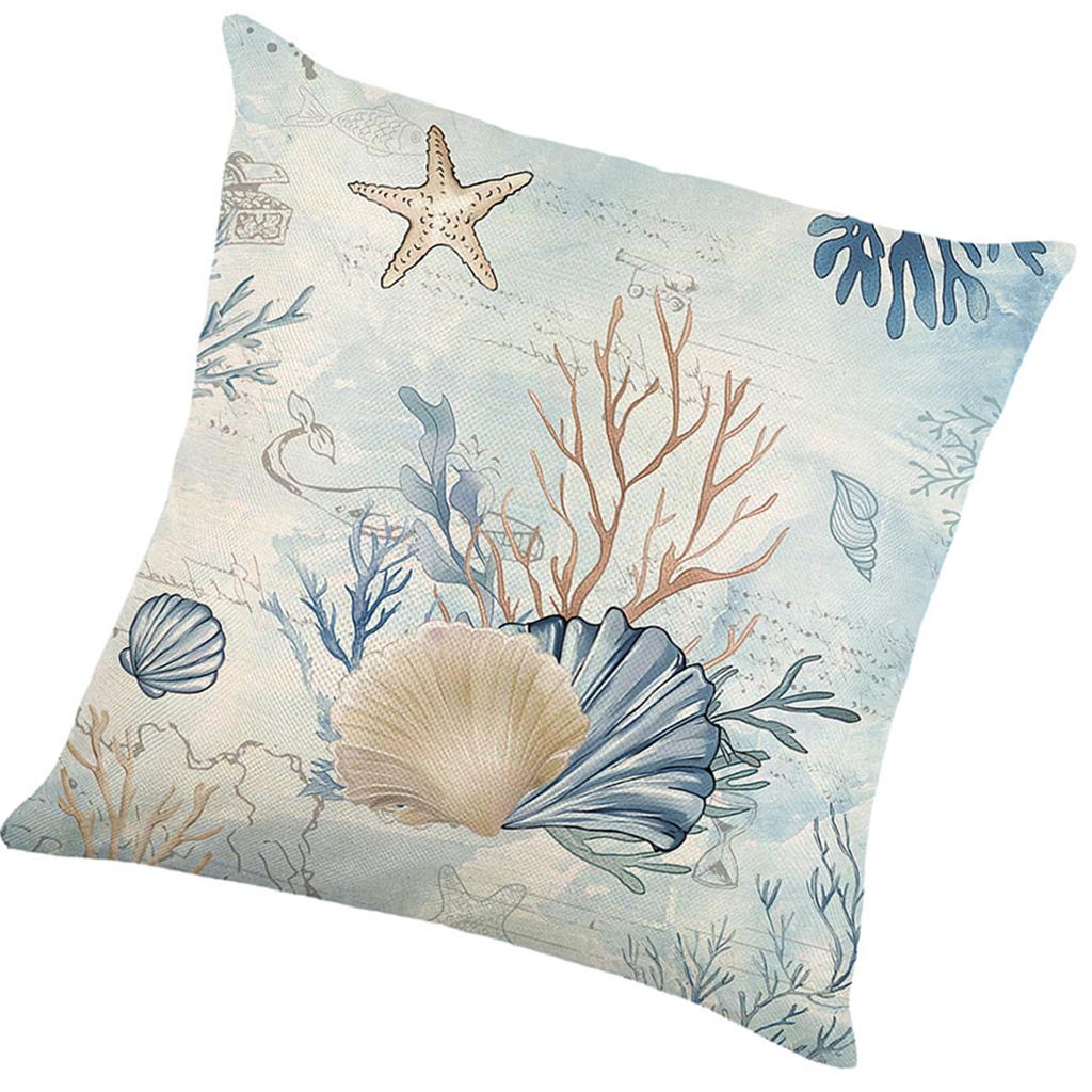 Pillow Case Decorative Summer Ocean Linen Cushion Cover For Living Room And Bedroom Decoration