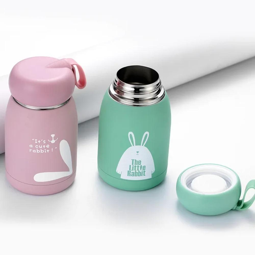 Mini 320ml Söt Termosflaska Bärbar Termosmugg Rostfritt Stål Isoleringsmugg Vakuumflaskor Vattenflaska för Flickor Barn Café