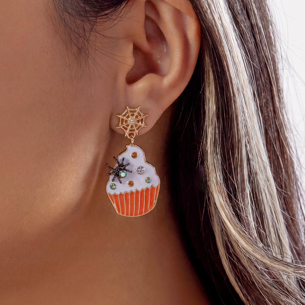 Creative Cartoon Akimbo Pumpkin Leg Dangle Earrings for Women Halloween Enamel Spider Drop Earring Festival Party Jewelry Gifts