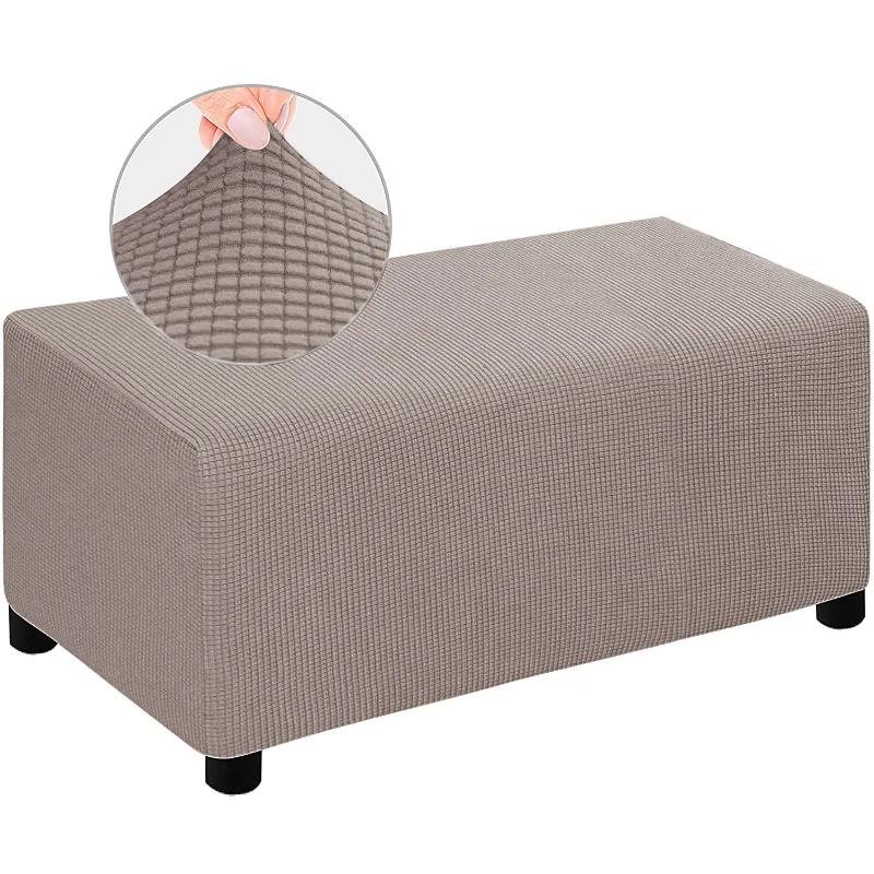 4 Sizes Jacquard Durable  Stretch Footrest Ottoman Cover Folding Storage Stool Furniture Protector Rectangle Slipcover