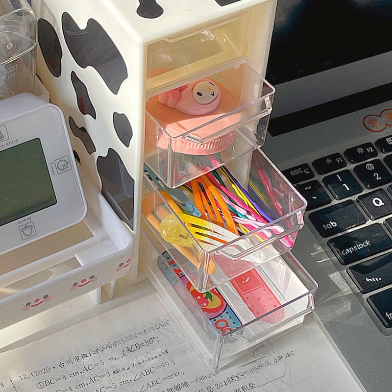 Desktop Storage Box: Student, Jewelry, Cosmetics Organizer with Four Compartments