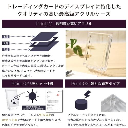 Kashiwise Magnetic Card Display, 3-Layer/2-Layer Switchable Acrylic Frame, UV Protection (Clear Stand Included)