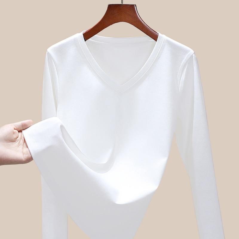 Mercerized Cotton Women's Long-sleeved Early Autumn New Khmer Bottoming Shirt Solid Color Spring and Autumn Top