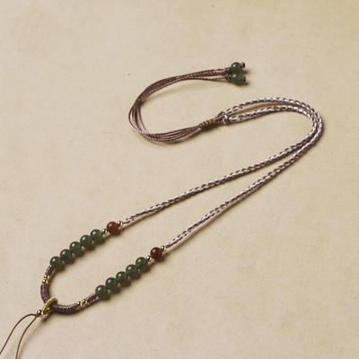 Classic Hand-Woven Hetian Jade Beaded Necklace with Adjustable Cord