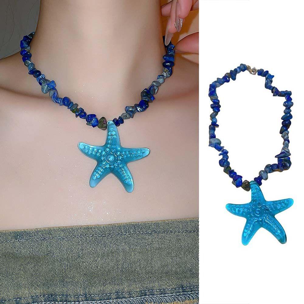 Y2K Accessories Starfish Necklace Pendant Beach Choker Trendy Starfish Clavicle Chain  Girls Gift