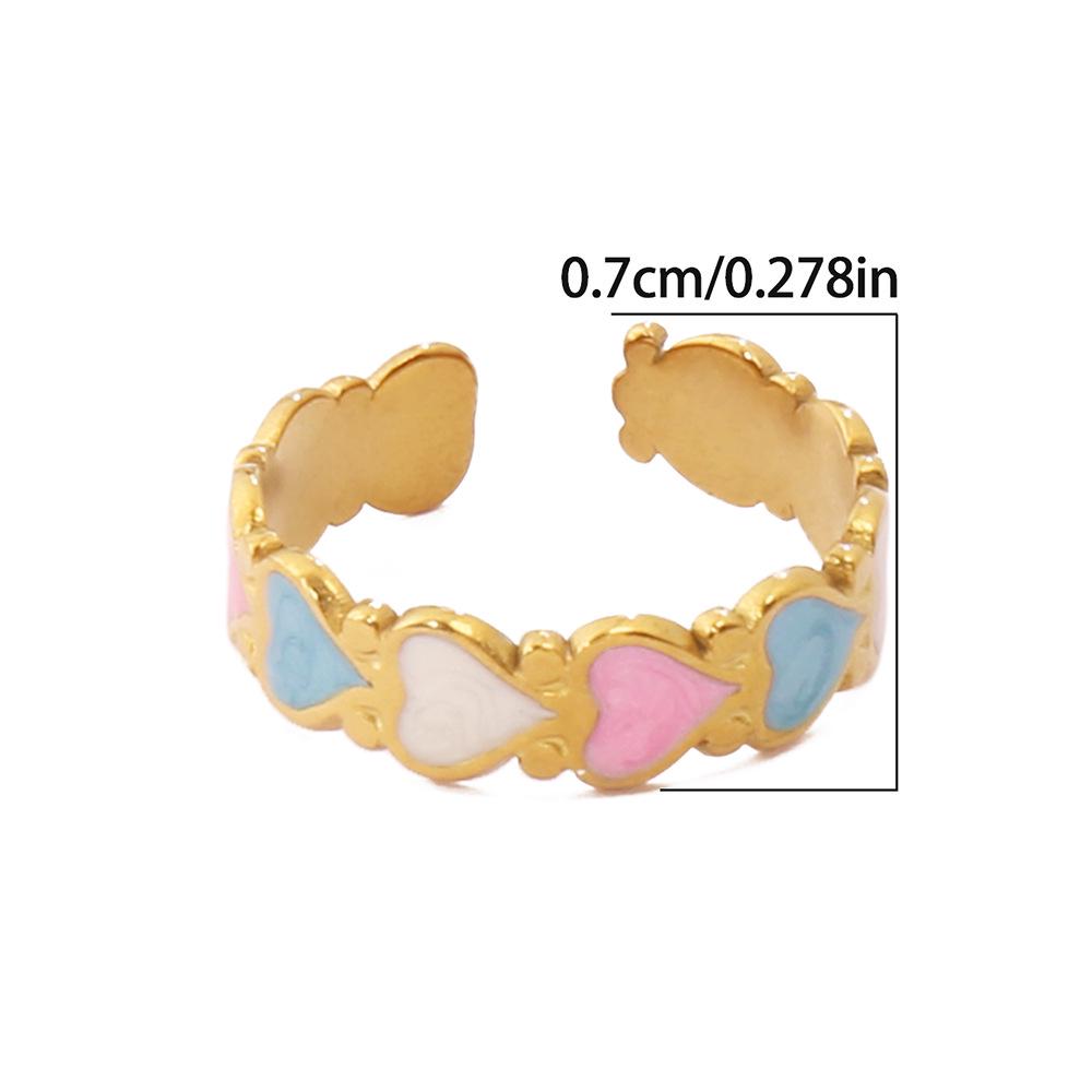 18K Gold Plated Heart-Shaped Resin Open Ring for Women