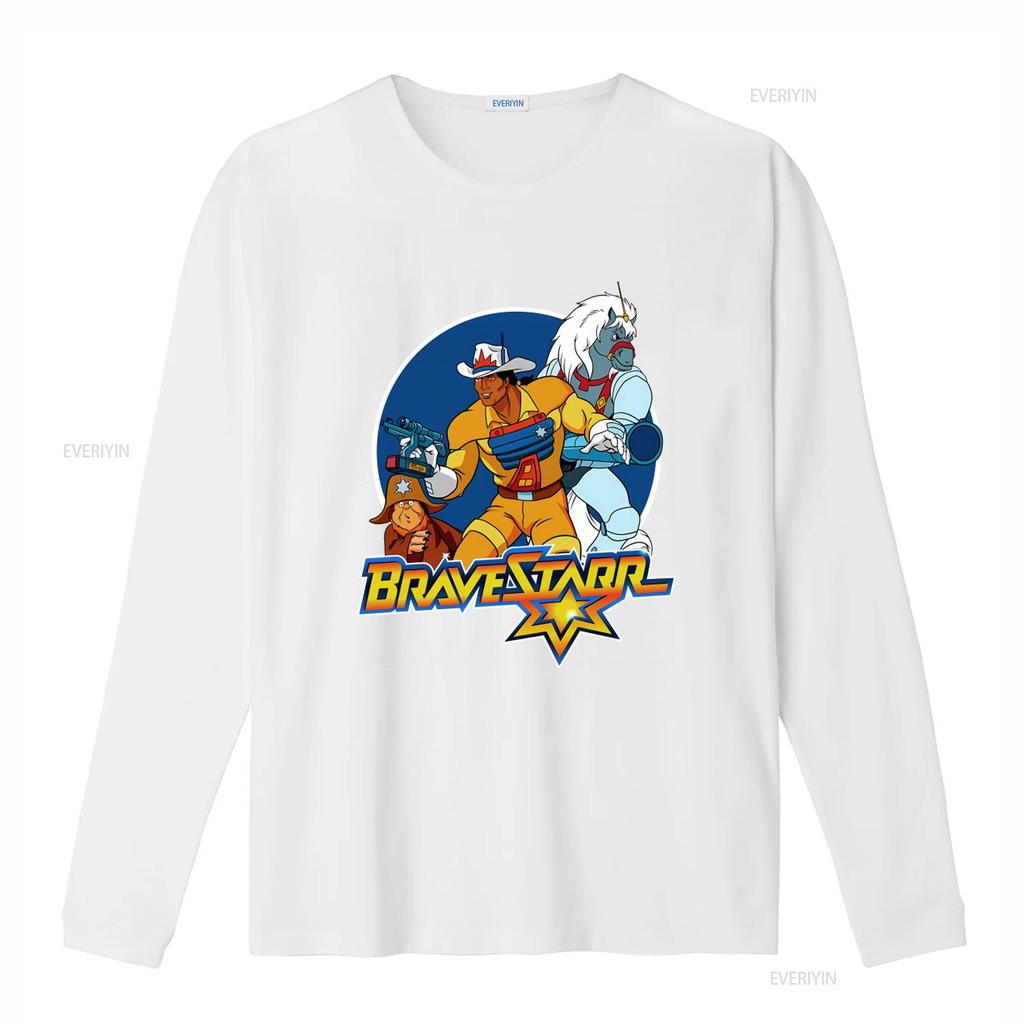 Vintage BraveStarr Cartoon Print Mens T Shirt S 5XL Long or s Retro Western Sci Fi Design vintage Washed Slightly graphic