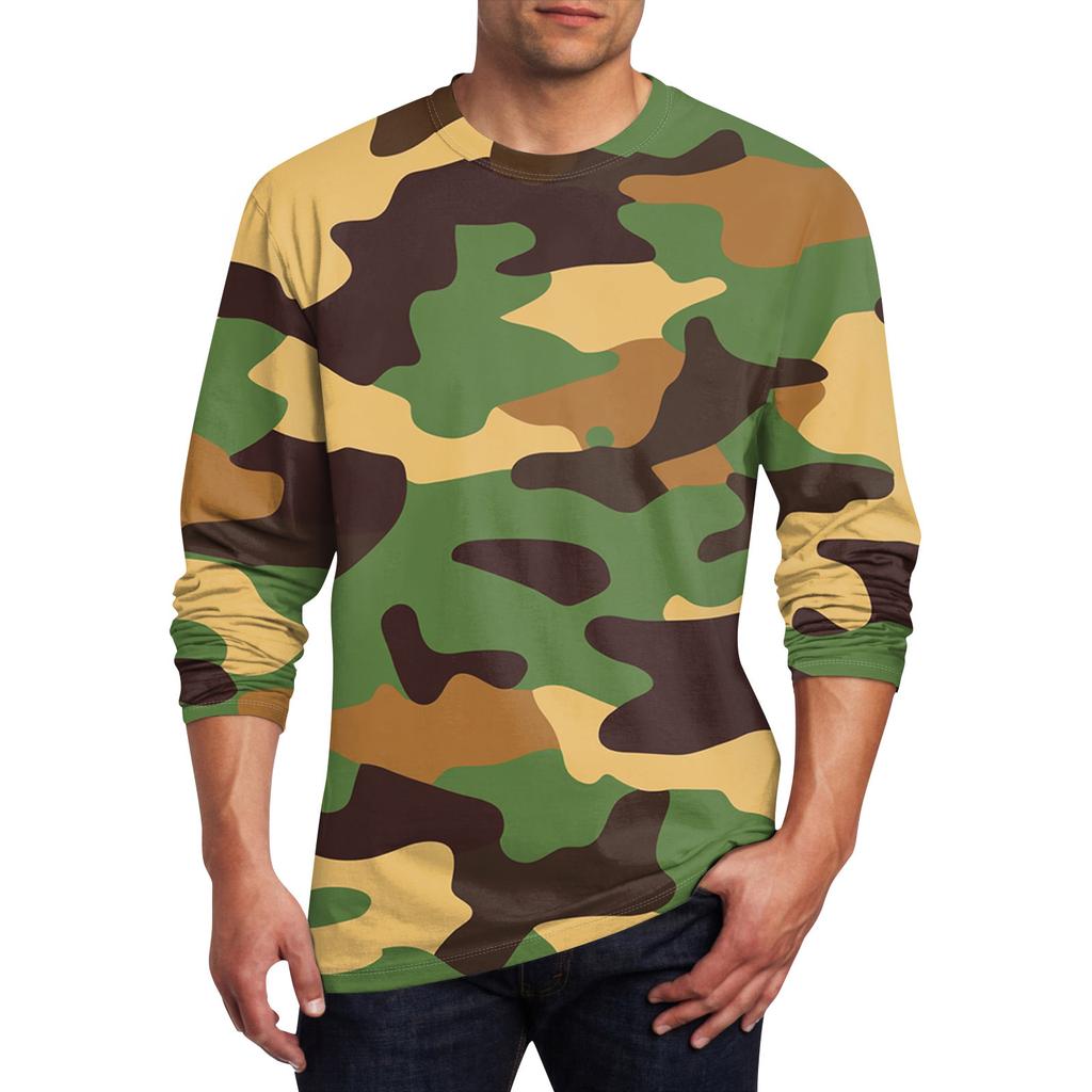 Męska koszulka z okrągłym dekoltem Odzież Odzież Outdoor Długi rękaw Nadruk Projektant mody Vintage