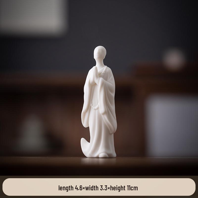 

Дзен Керамическая Фигурка Будды Монаха: Декор в китайском стиле для гостиной, кабинета или прихожей - Элегантное изделие ручной работы.