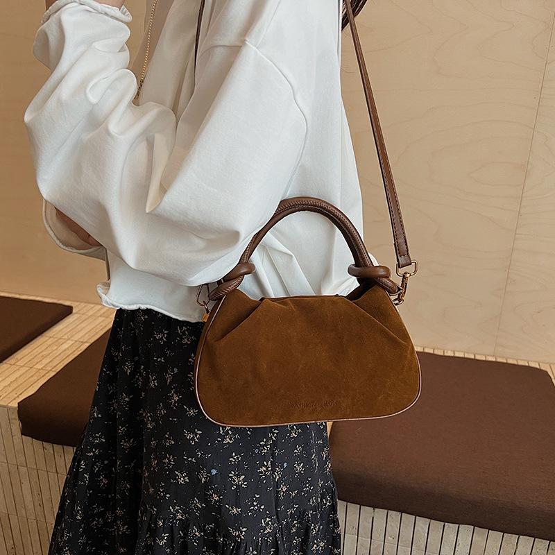 Retro portable shoulder bag spring and summer new messenger bag casual solid color commuter women's bag