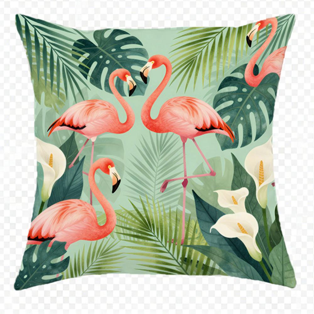 Flamingo and pineapple pattern Double-sided Printed pillow cover Short plush Suitable living rooms bedrooms throw cushion cover