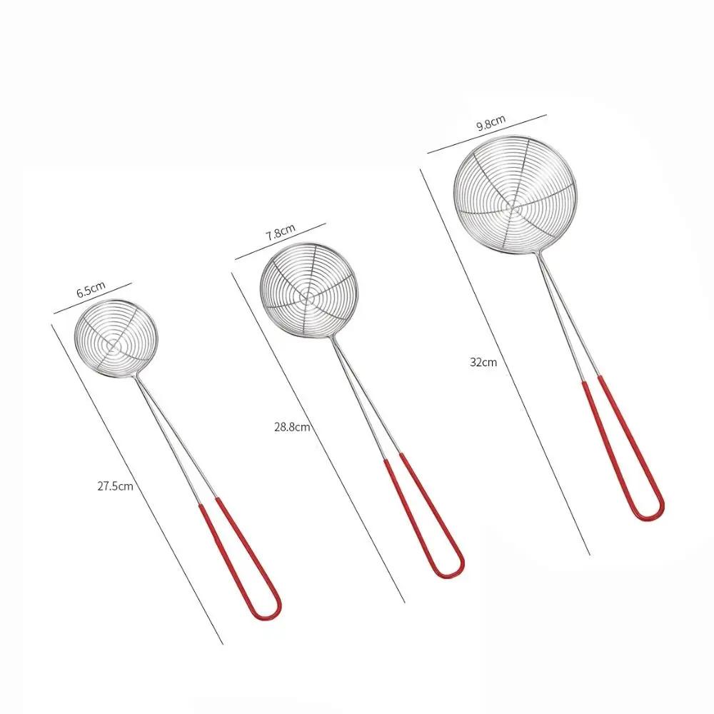 Stainless Steel Pearl Colander Red Handle Milk Tea Shop Essential Pearl Spoon Filter Colander Boba Strainer Milk Tea Spoon