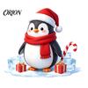 Removable Window Art Christmas Cartoon Penguin Sticker, Cute Decal with Santa Hat And Seasonal Home Ornament Scarf Design, PVC Waterproof Static Glass