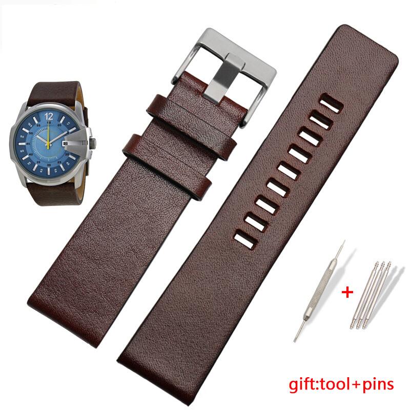 Genuine leather watchband For Diesel DZ4343/4405/7257/4423/1657 watchband 22 24 26 28 30 32 34mm cow leather with rivet straps