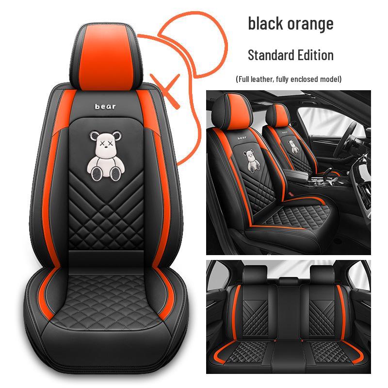 Universal Full Coverage Leather Car Seat Cover - Breathable, All-Season Cushion