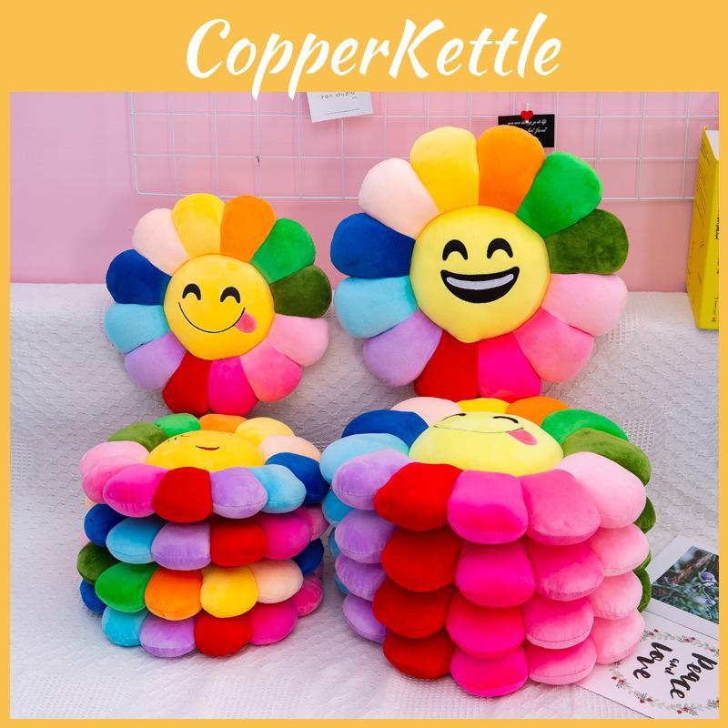 Colorful Sunflower Plush Cushion Smiley Face Pillow Ultra-soft Short Plush Pp Cotton