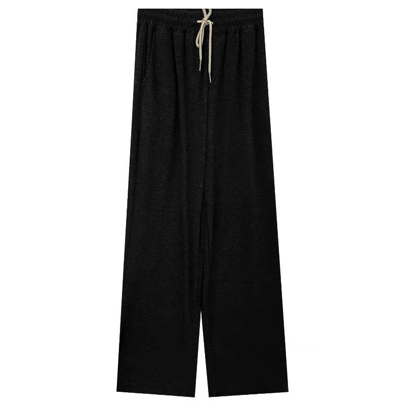 Petite Elastic Waist Wide Leg Drawstring Pants for Women, XS - Slimming, Straight, Casual Style