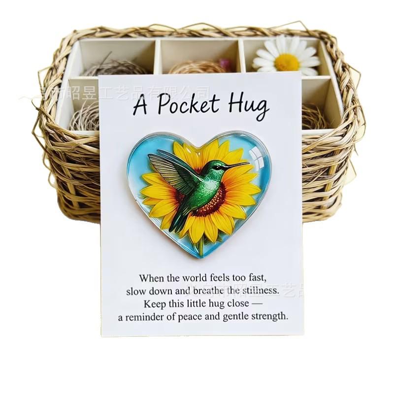 Acrylic Hummingbird Cross Stitch Heart Souvenir - Nurse's Day/Valentine's Keepsake Gift Card