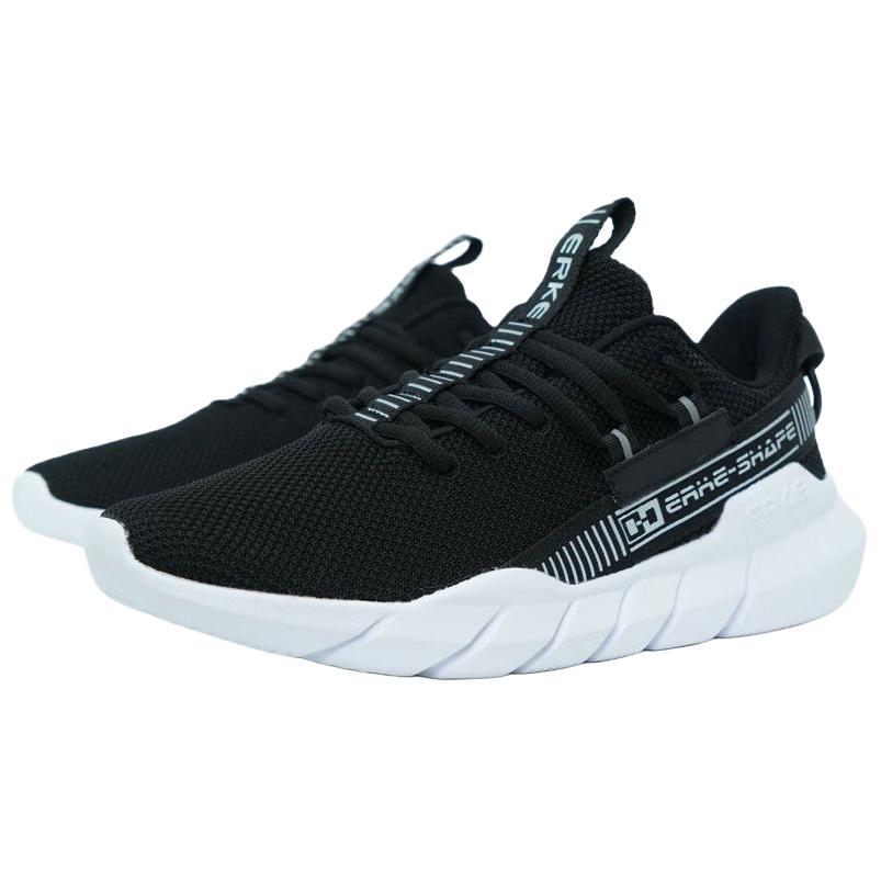 Hongxing Erke Comfortable Mesh Trendy Non-Slip Wear-Resistant Low-Top Casual Running Shoes Men sneaker Black White 11120114399-002