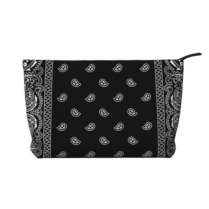 

Custom Ethnic Bohemia Black Paisley Bandana Cosmetic Bag Women Cute Big Capacity Makeup Case Beauty Storage Toiletry Bags