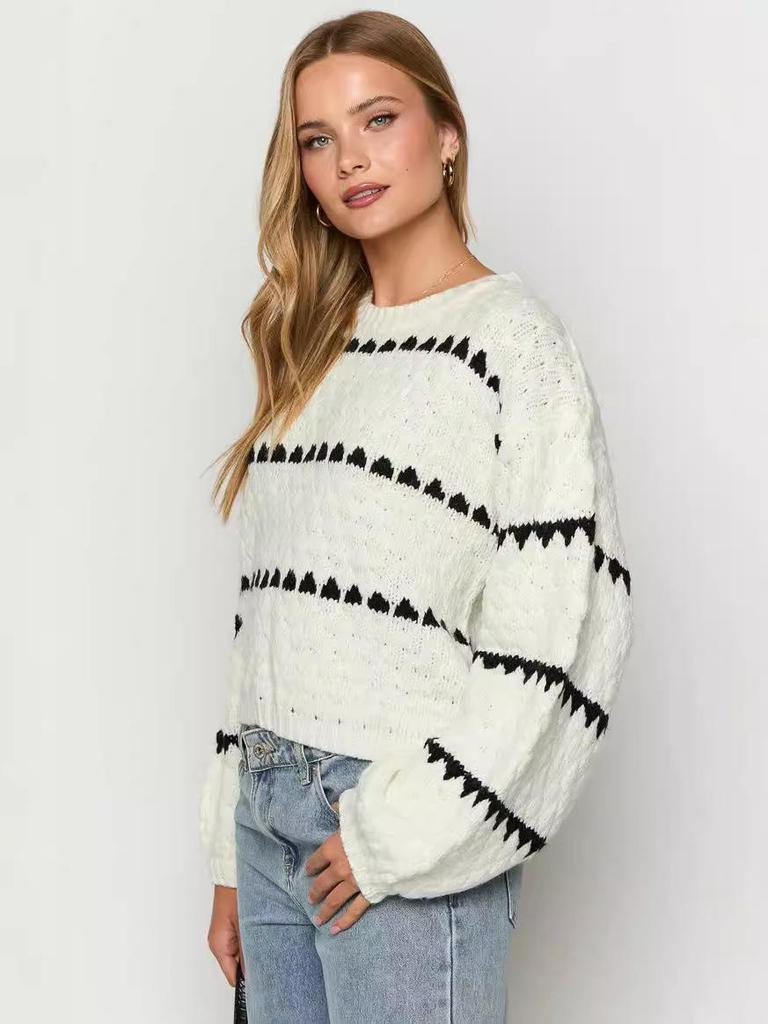European & American Women's Autumn/Winter Knit Sweater - Round Neck, Long Sleeve, Casual Street Style