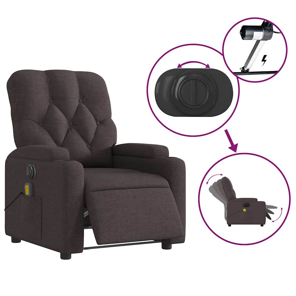 Electric Massage Chair Dark Brown Fabric