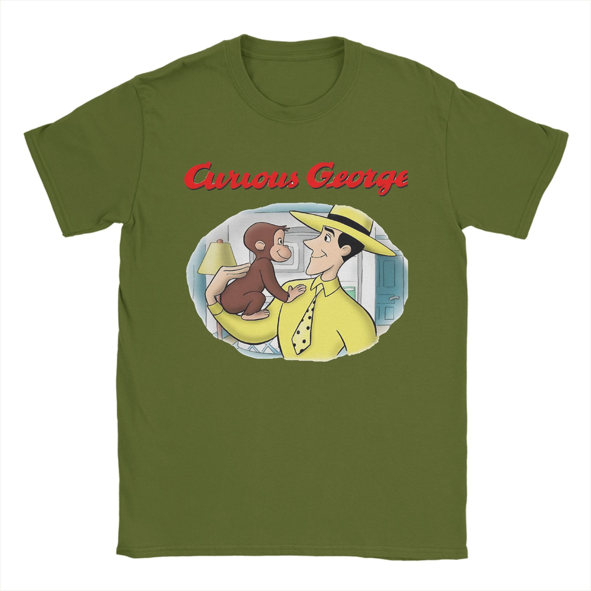 

Vintage Curious George T-Shirt Men s Cotton Short Sleeve Cute Cartoon O-neck Summer Top Tee 4XL