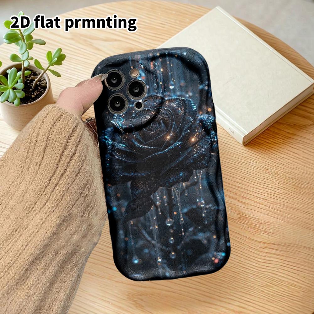 Phone Case: 2D Flat Design Suitable for iPhone 18 17 16 15 14 13 Pro Film Protective Case, Couple Style, Water Drop Rose, Christmas and Halloween Gift