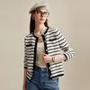 Zhaojun Women's Striped Pure Cashmere Round Neck Cardigan