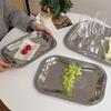 3pcs Elegant Stainless Steel Serving Tray Set Retro Dessert Breakfast Trays Decor Plate with Floral for Serving Drinks and Snack