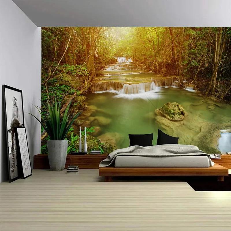 

Главная Настенное украшение Гобелен Лесной речный ручей Фон Офис Гостиная Гобелен 100x75cm