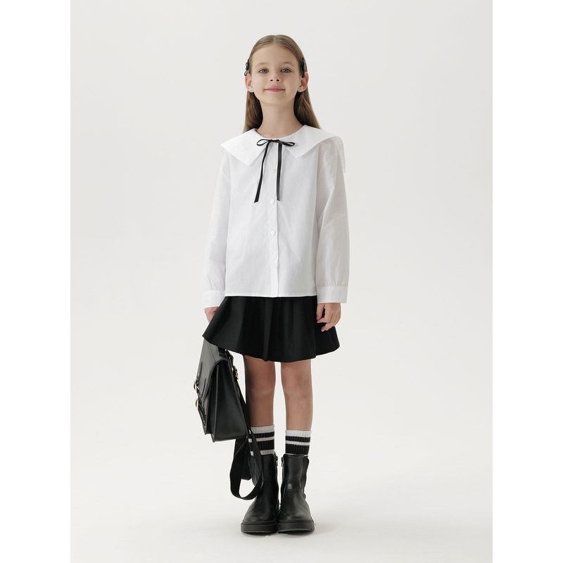 Mark Jenny Girls' Bow-Tie Lapel Shirt, Kidsren's Pure Cotton Shirt, 2026 Spring New Style 250173