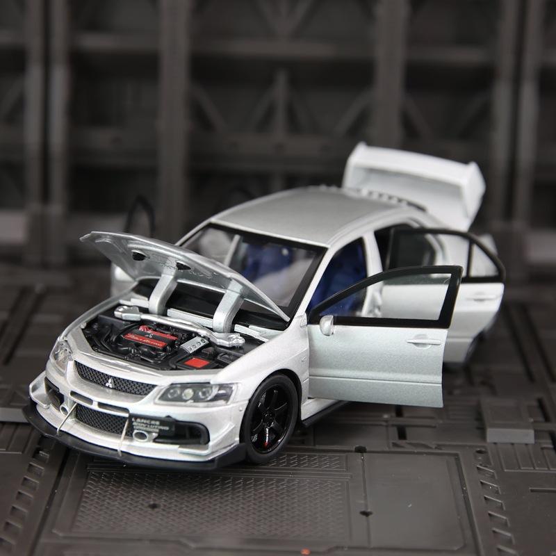 cwtnuk1 1:32 Simulation Mitsubishi EVO 9 Racing Car Model 6 Doors Openable Sound Light Pull Back Alloy Vehicle Toy Kids Gift Decoration
