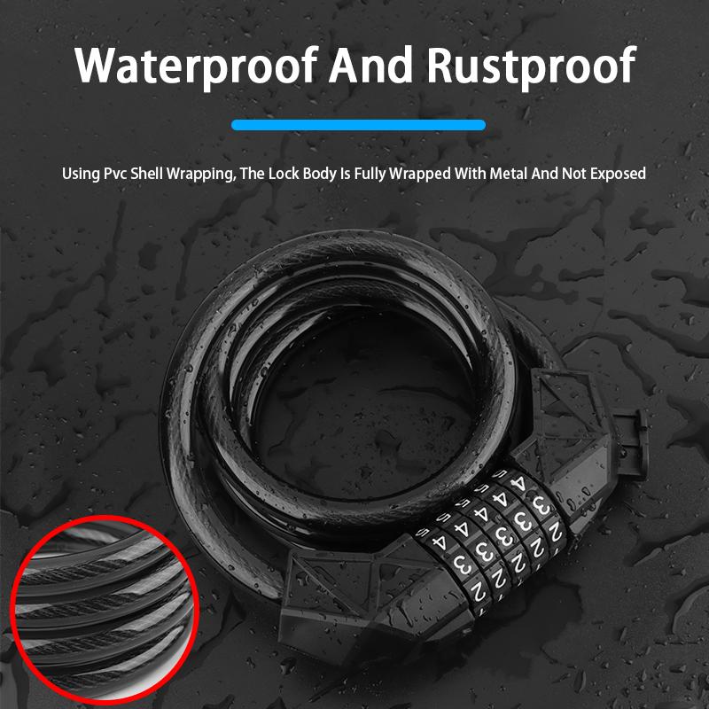 Heavy-Duty Security Anti-Theft Bicycle Lock Lightweight Waterproof Rust-Resistant Steel Cable Lock For Bikes Steel Cable Lock