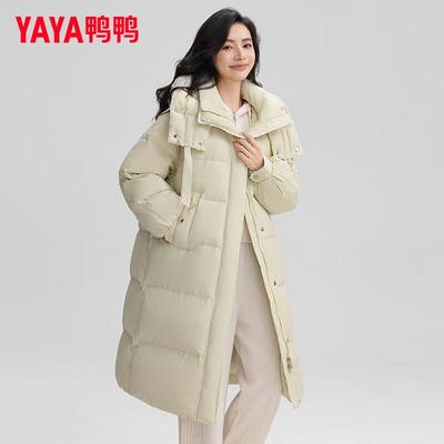 Damen Winter Pufferjacke mit Kapuze, mittellang, 90% Entendaunen