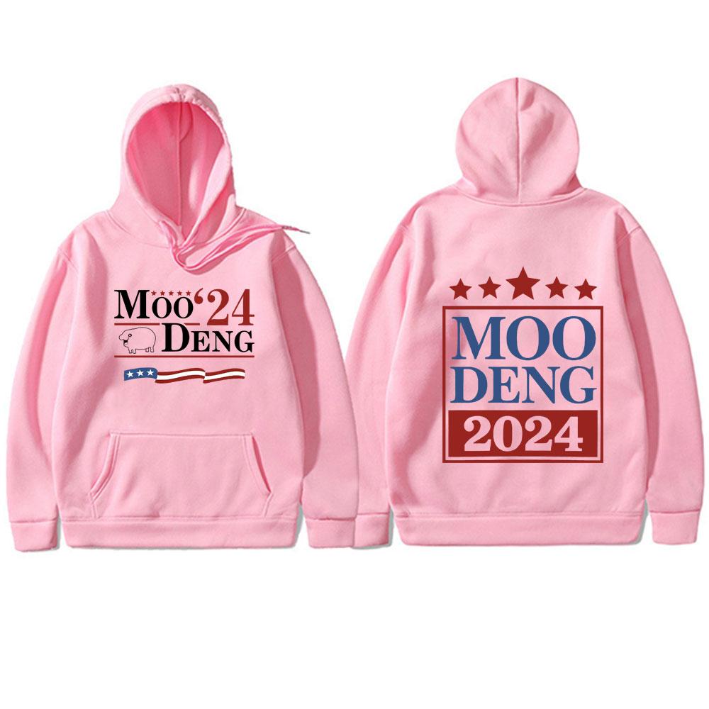 Baby Hippo Moo Deng Funny Meme Double Sided Print Hoodie Men Women Fashion Casual Hooded Tracksuit Male Oversized Fleece Hoodies