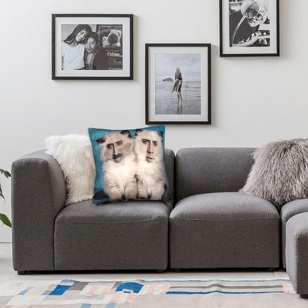 Federa Cuscino Gatto Divertente N-Nicolas C-Cage Picolas Cage Copricuscino Comodo Federa Cuscino Moderna Per Divano Camera da Letto Decorazione Casa