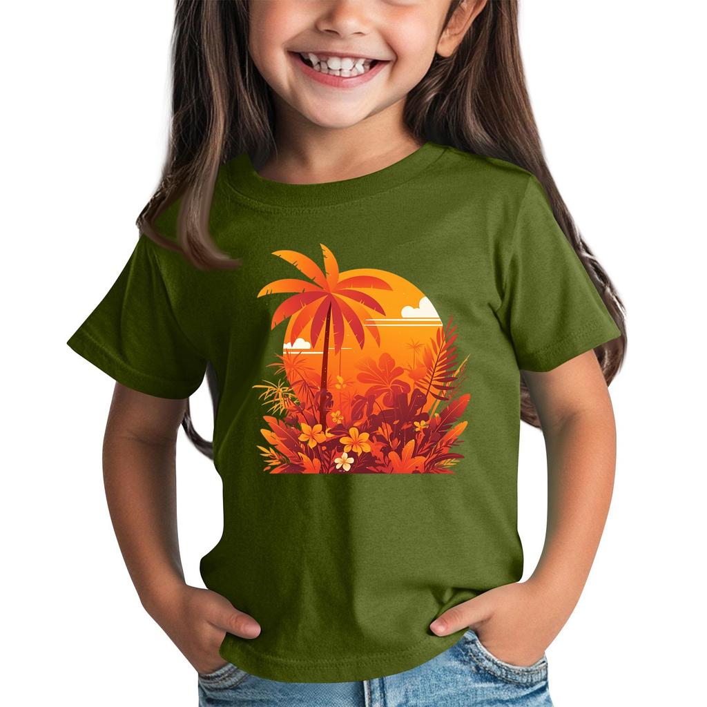 Dětská móda Denní potištěné tričko s kulatým výstřihem a krátkým rukávem