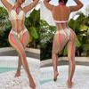 Open Crotchless Sexy Lingerie Fishnet Rainbow Cotton Striped Erotic Bodysuit Tights Girlfriend Gift